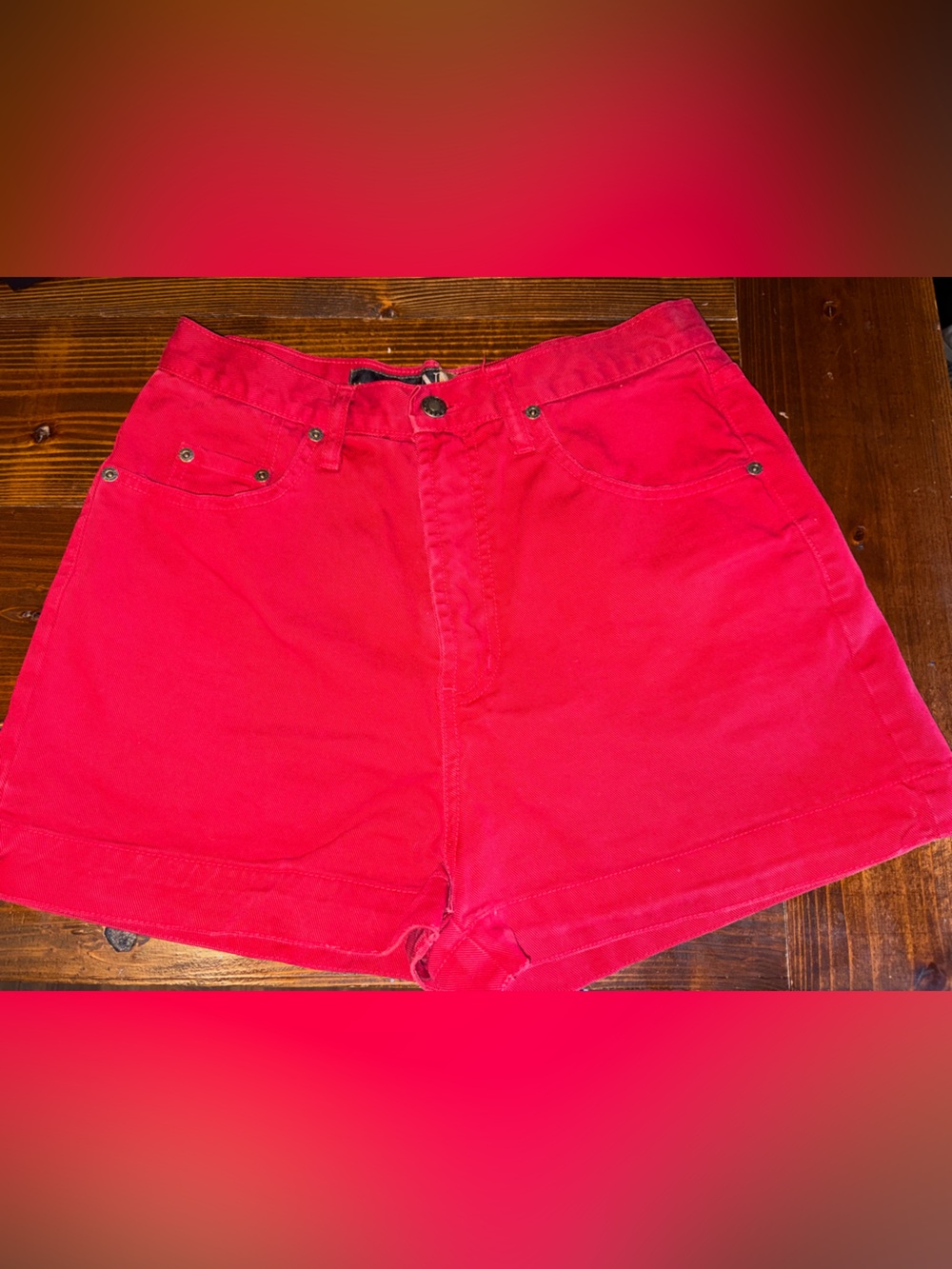 High-Waist Red vintage Women's Casual Shorts
